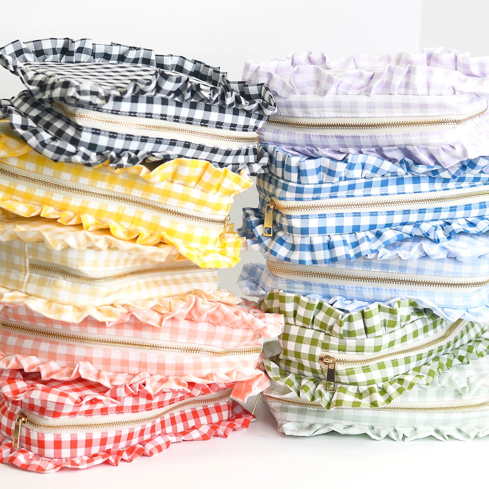 Gingham Ruffle Vanity Pouch
