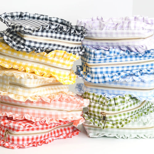 Gingham Ruffle Vanity Pouch