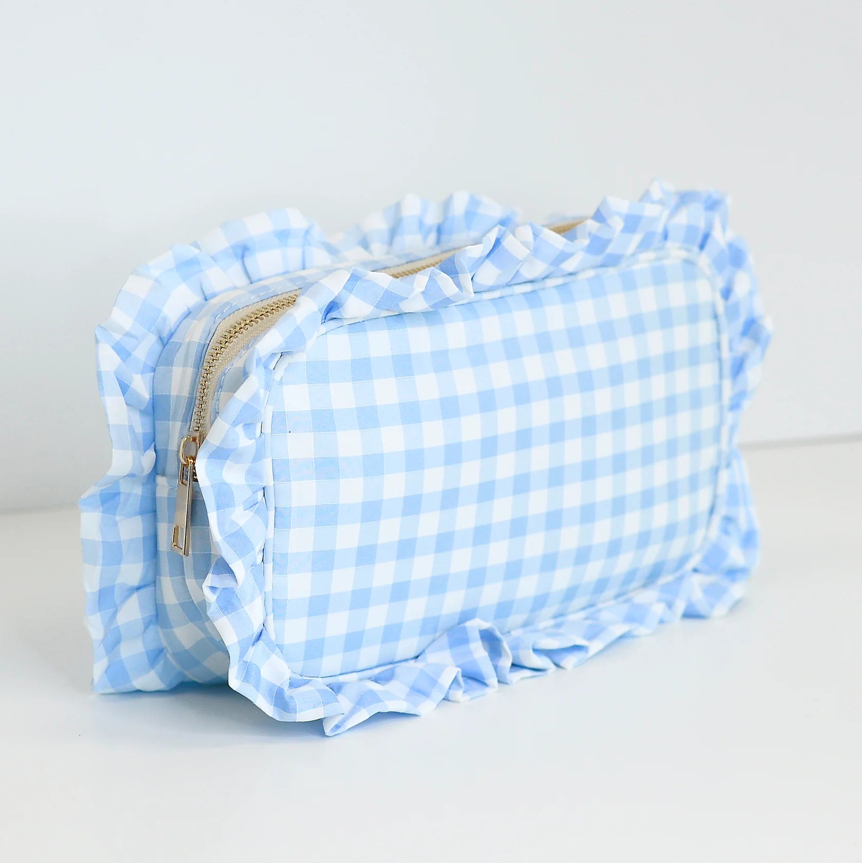 Gingham Ruffle Vanity Pouch