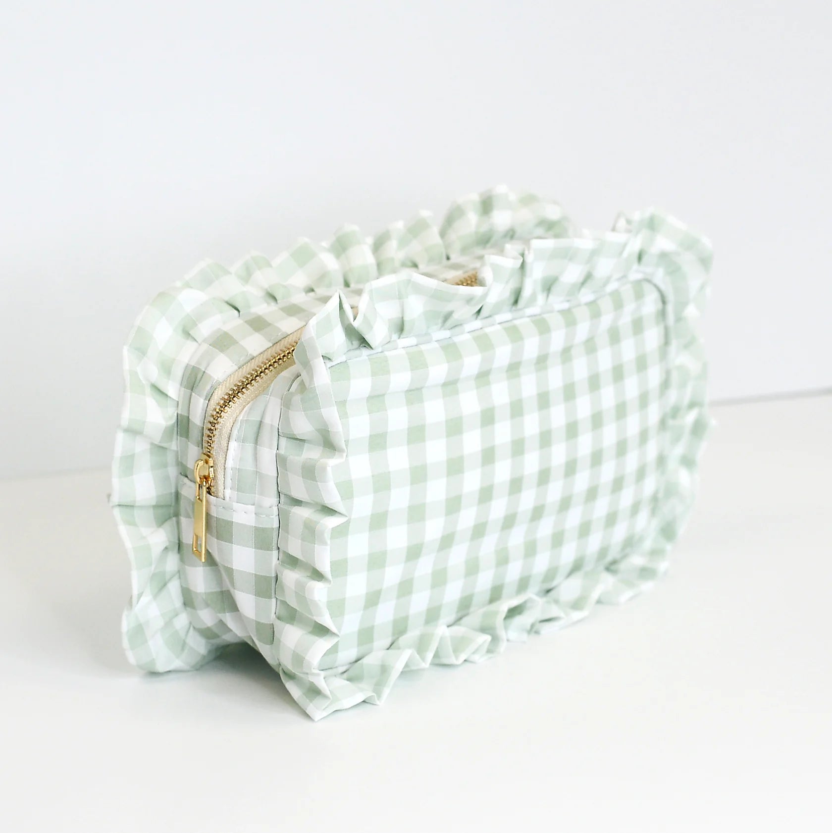 Gingham Ruffle Vanity Pouch