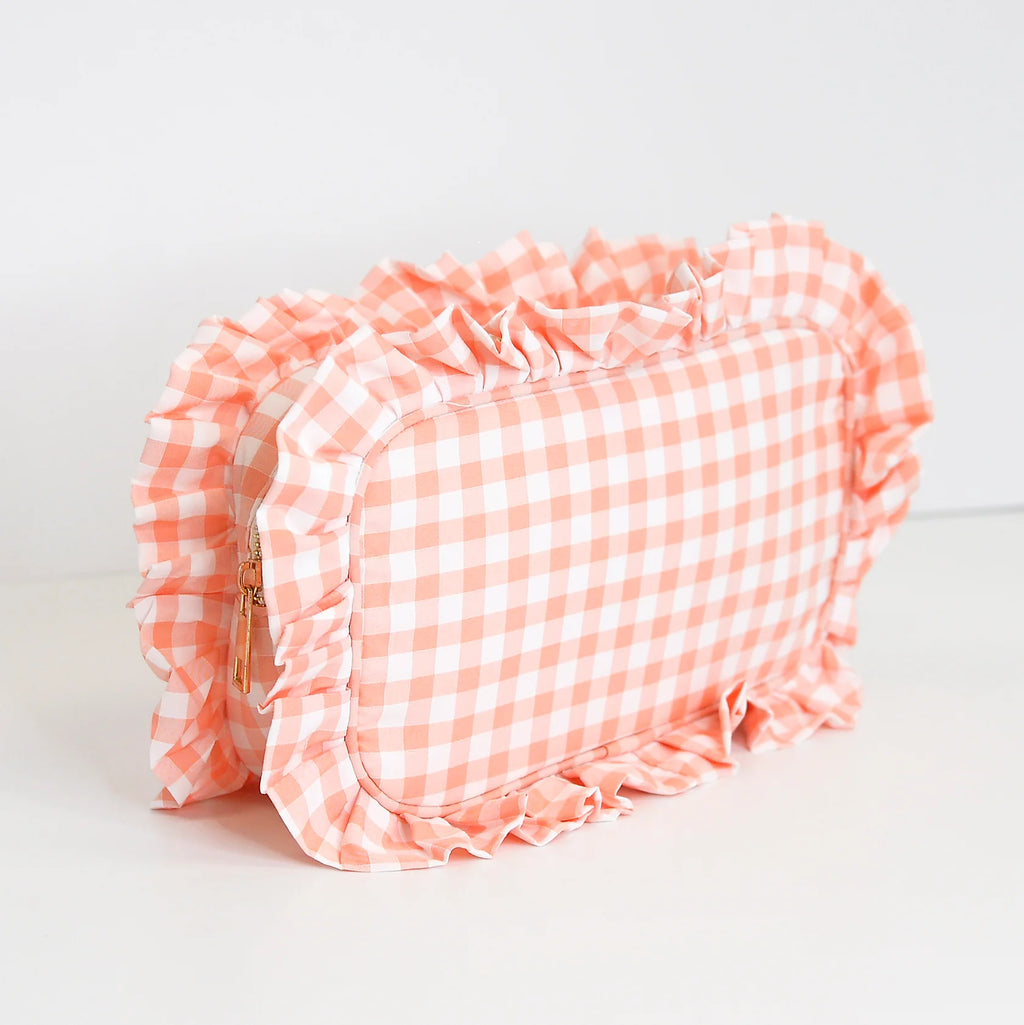 Gingham Ruffle Vanity Pouch