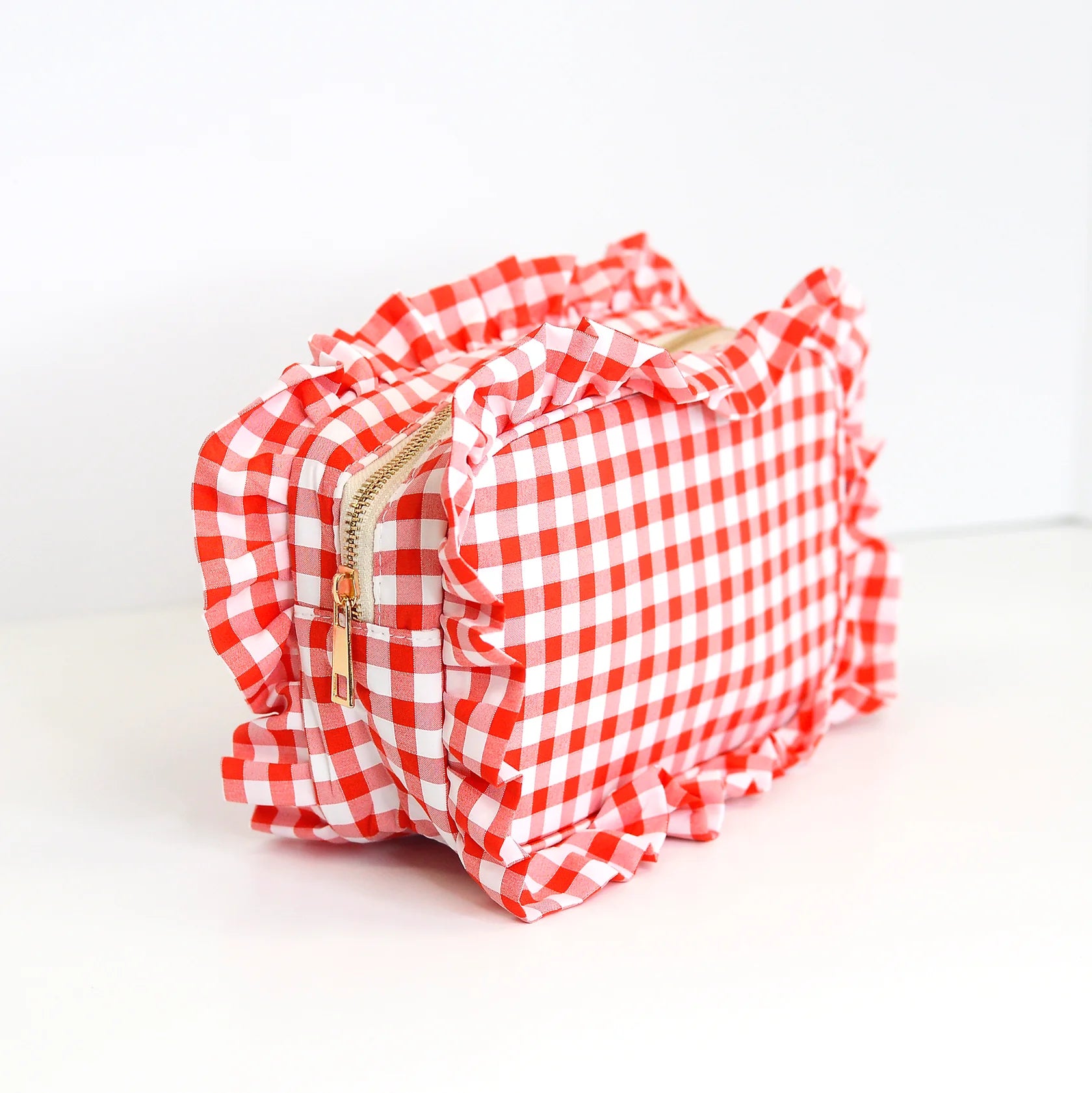 Gingham Ruffle Vanity Pouch