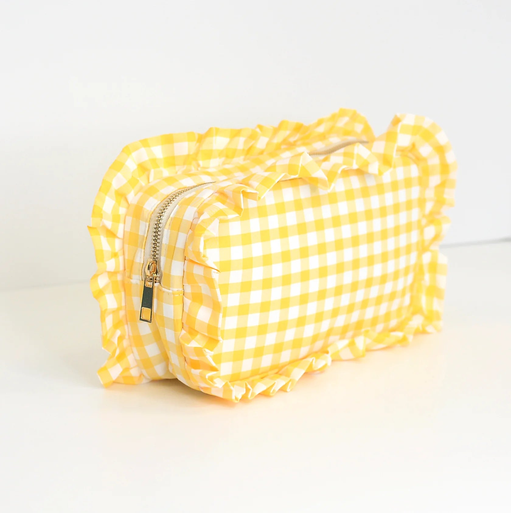 Gingham Ruffle Vanity Pouch